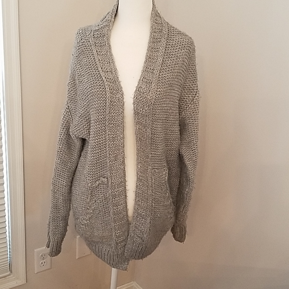 Dont Ask Why grey cardigan sweater
